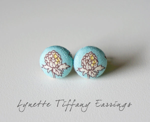 Lynette Tiffany Handmade Fabric Button Earrings