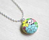 Haruki Panda Handmade Fabric Button Necklace