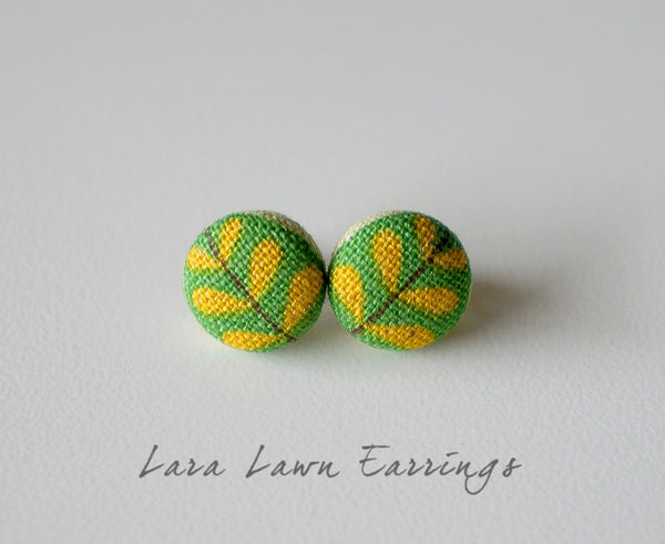 Lara Lawn Handmade Fabric Button Earrings