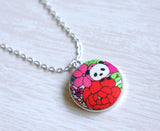 Kazumi Panda Handmade Fabric Button Necklace