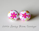 Little Spring Bloom Handmade Fabric Button Earrings