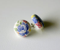Spring Dew Handmade Fabric Button Earrings