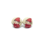 Santas Elves Handmade Fabric Button Earrings