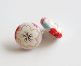 Sakura Ukon Handmade Fabric Button Earrings