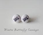 Winter Butterfly Handmade Fabric Button Earrings