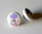 Jesse LuLu Handmade Fabric Button Earrings
