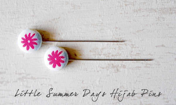 Little Summer Days Handmade Fabric Button Hijab Pins