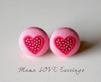 Mama LOVE Handmade Fabric Button Earrings