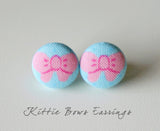 Kittie Bows Handmade Fabric Button Earrings
