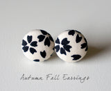 Autumn Fall Handmade Fabric Button Earrings