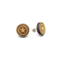 Captain America Shield Laser Cut Wood Earrings