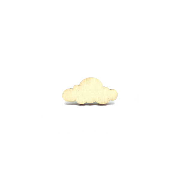 Sunny Clouds Wooden Brooch Pin