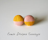 Camie Stripes Handmade Fabric Button Earrings