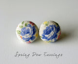 Spring Dew Handmade Fabric Button Earrings