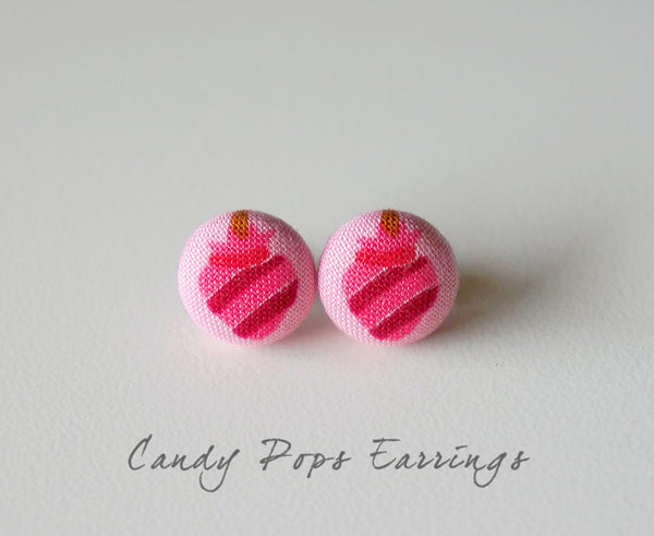 Candy Pops Handmade Fabric Button Earrings