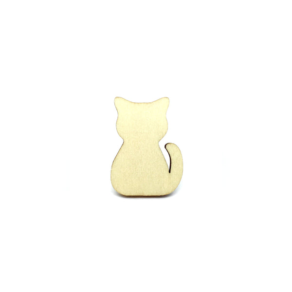 Adorable Cat Wooden Brooch Pin
