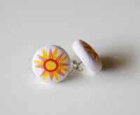 Sundial Horizons Handmade Fabric Button Earrings