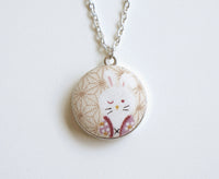 Yukio Bunny Handmade Fabric Button Necklace