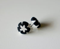 Baby Kimberly Black Handmade Fabric Button Earrings