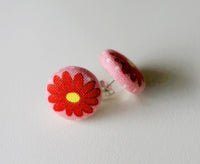 Daisy Rosey Handmade Fabric Button Earrings