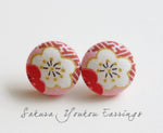 Sakura Youkou Handmade Fabric Button Earrings