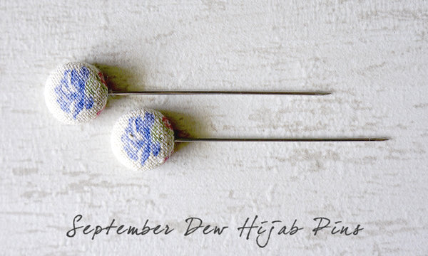 September Dew Handmade Fabric Button Hijab Pins