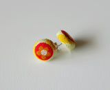 Amber Daisy Handmade Fabric Button Earrings
