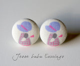 Jesse LuLu Handmade Fabric Button Earrings