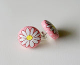 Daisy May Handmade Fabric Button Earrings