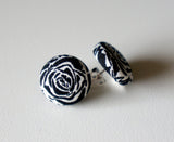 Mama Rosette Handmade Fabric Button Earrings