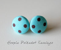 Hoopla Polkadot Handmade Fabric Button Earrings