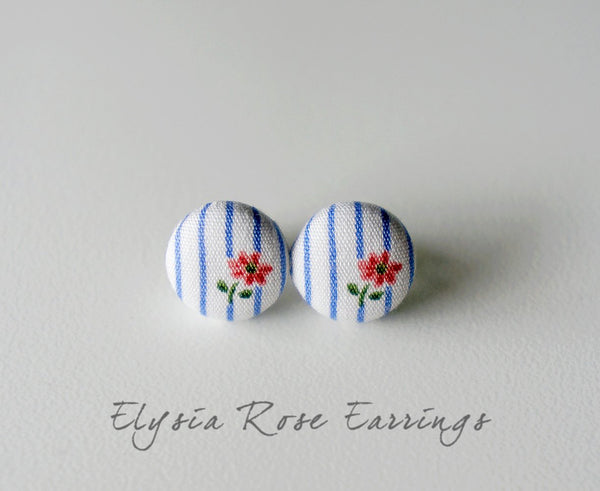 Elysia Rose Handmade Fabric Button Earrings