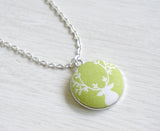 Reon the Deer Handmade Fabric Button Necklace