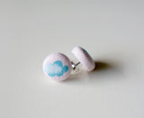 Californian Clouds Handmade Fabric Button Earrings