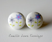 Camille Lawn Handmade Fabric Button Earrings