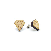 Diamond Laser Cut Wood Earrings