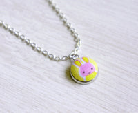 Moko Bunny Handmade Fabric Button Necklace