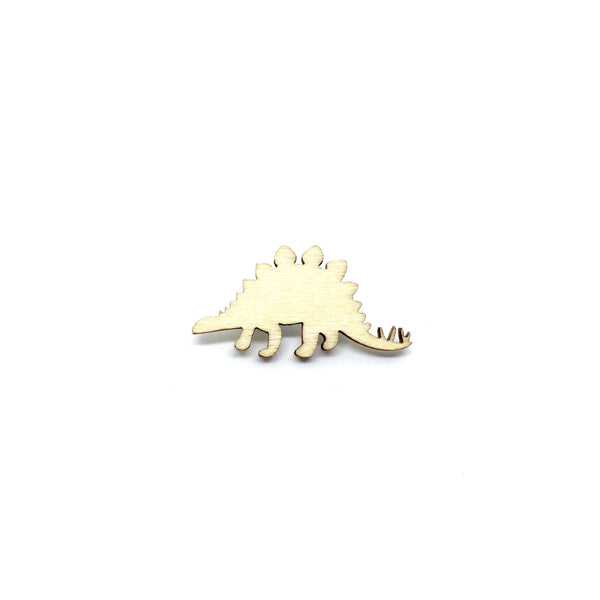 Stegosaurus Wooden Brooch Pin