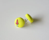 Baby Shrooms Handmade Fabric Button Earrings