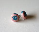 Ollies Paws Handmade Fabric Button Earrings