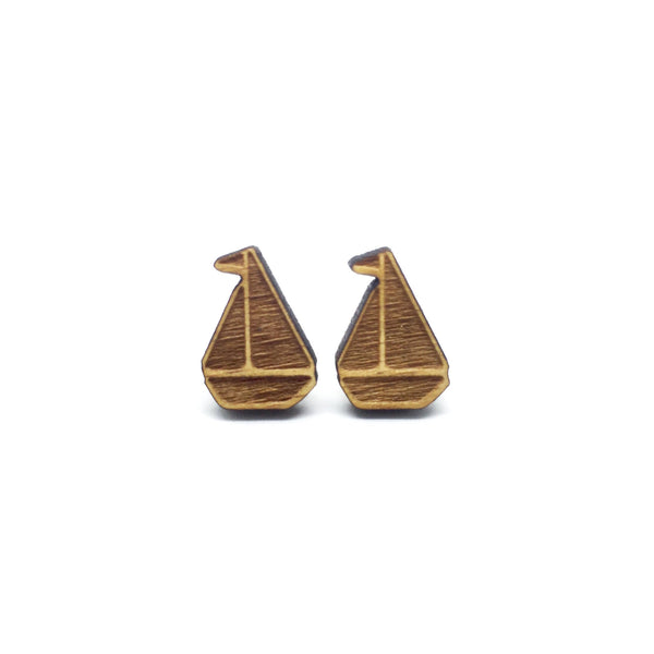 Sailboat Yacht Laser Cut Wood Earrings