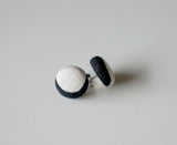 Baby Eclipse Black Handmade Fabric Button Earrings