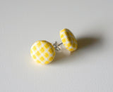 Pipper Checks Handmade Fabric Button Earrings