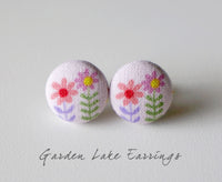 Garden Lake Handmade Fabric Button Earrings