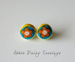 Abbie Daisy Handmade Fabric Button Earrings