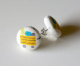 Katie Rail Handmade Fabric Button Earrings