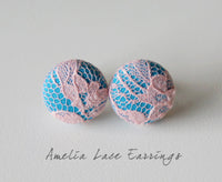 Amelia Lace Handmade Fabric Button Earrings