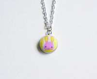 Moko Bunny Handmade Fabric Button Necklace