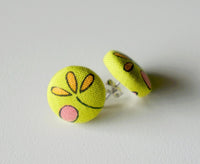 Garden of Alice Handmade Fabric Button Earrings