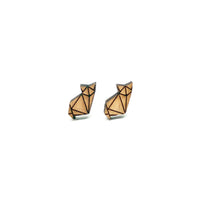Origami Paper Fox Laser Cut Wood Earrings